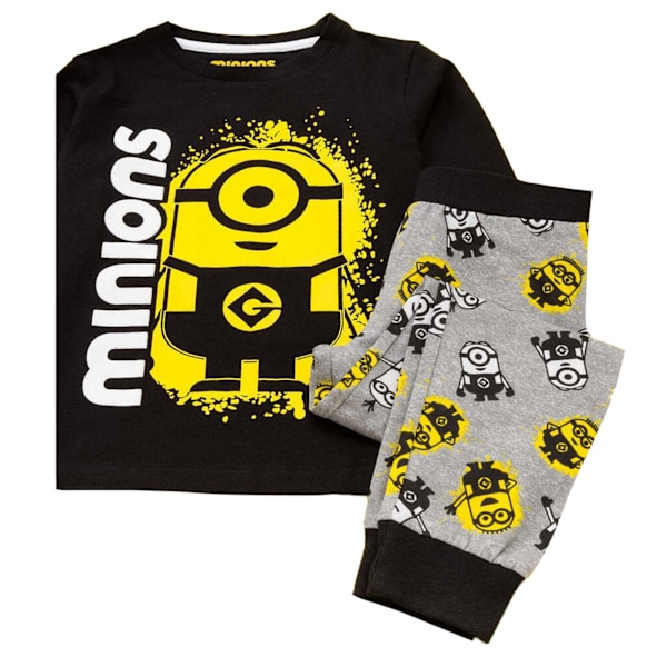 Minions Pojkar Lång Pyjamas Set 7-8 År Svart/Grå/Gul Black/Grey/Yellow 7-8 Years