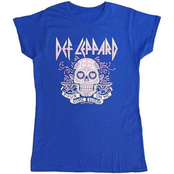 Def Leppard Dam/Damer Häll Lite Socker På Mig Skalle Bomull T- Blue L