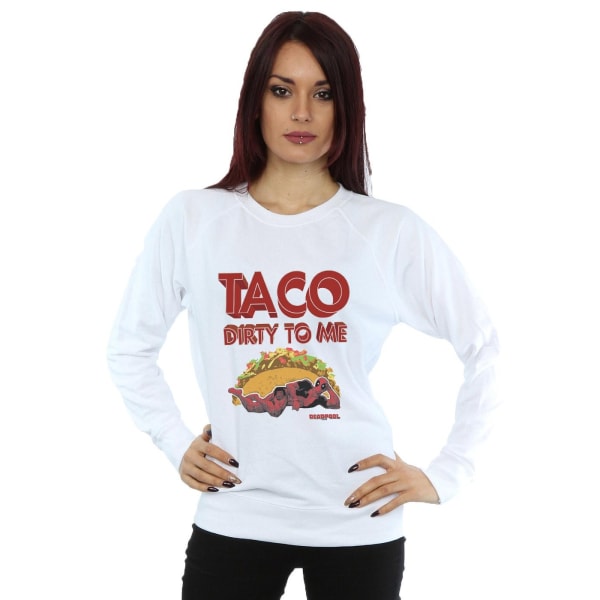 Marvel Dam/Ladies Deadpool Taco Dirty To Me Sweatshirt XL Wh White XL