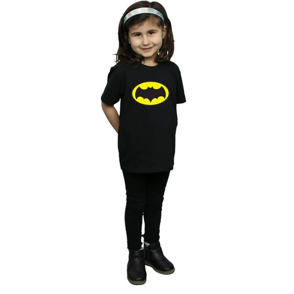 DC Comics Flickor Batman TV-serie Logotyp Bomulls T-shirt 7-8 år Black 7-8 Years