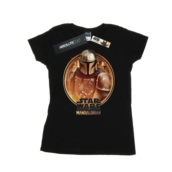 Star Wars Dam/Dam T-shirt i bomull med ram i Mandalorian X Black XXL