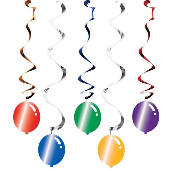 Kreativa Festliga Snurrande Ballonger Hängande Dekoration (5-pack) På Multicoloured One Size