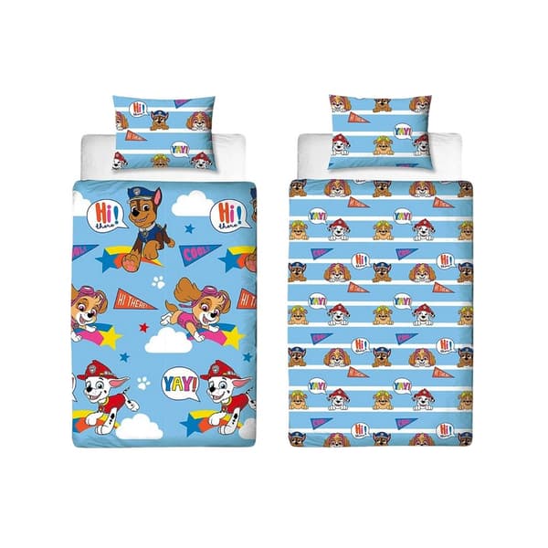 Paw Patrol Cool Vändbart Påslakanset Enkel Blå Blue Single