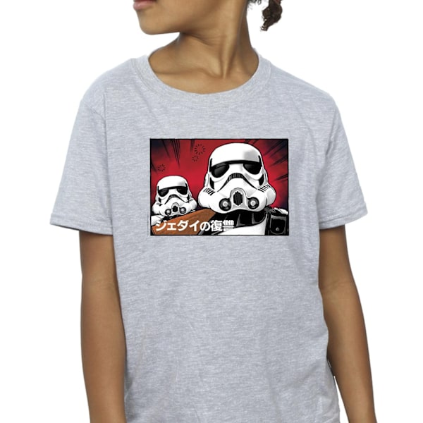 Star Wars T-shirt i japansk bomull för flickor, Stormtrooper, 5-6 år Sports Grey 5-6 Years