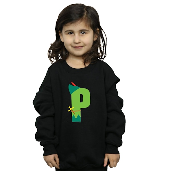 Disney Girls Alphabet P Is For Peter Pan Sweatshirt 7-8 År B Black 7-8 Years