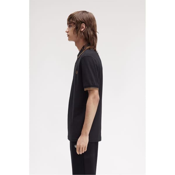 Fred Perry Herr Twin Tip Pikétröja M Svart/Ljusbrun Black/Light Brown M