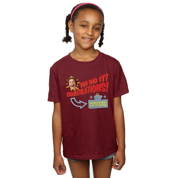 Elf Girls World´s Best Coffee Bomull T-shirt 12-13 år Bourgogne Burgundy 12-13 Years