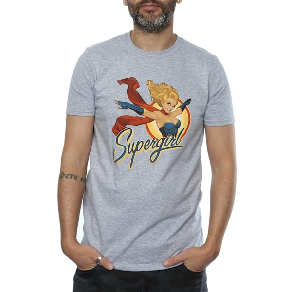 DC Bombshells Supergirl Badge Heather T-shirt för män L Heather Grå Heather Grey L