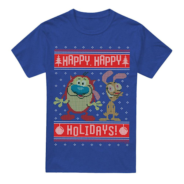Ren & Stimpy Unisex Vuxen Glad, Glad Helg Jul Tröja Royal Blue L