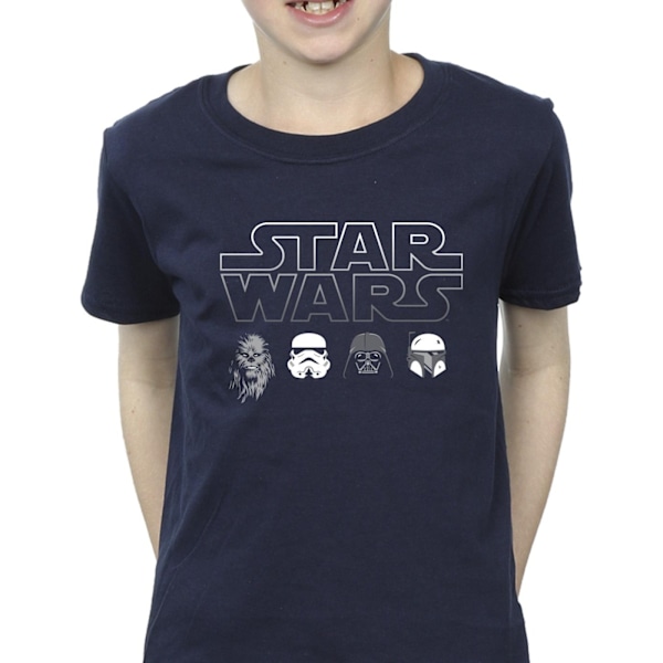 Star Wars Pojkar Karaktärs Huvuden T-shirt 12-13 År Marinblå Navy Blue 12-13 Years