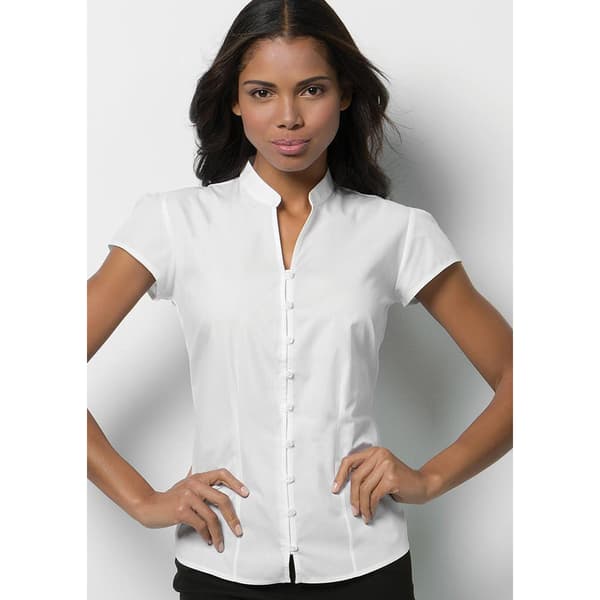 Kustom Kit Dam Continental Blus Mandarin Krage Cap Sleeve White 16 UK