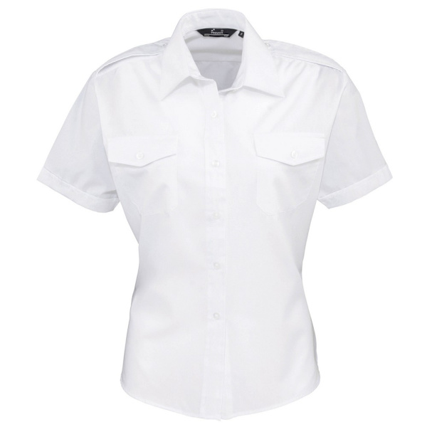 Premier Dam/Kvinnors Kortärmad Pilot Skjorta 12 UK Vit White 12 UK