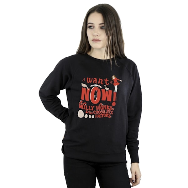 Willy Wonka Dam/Damer Verruca Salt Jag Vill Ha Den Nu Sweatshirt Black 5XL