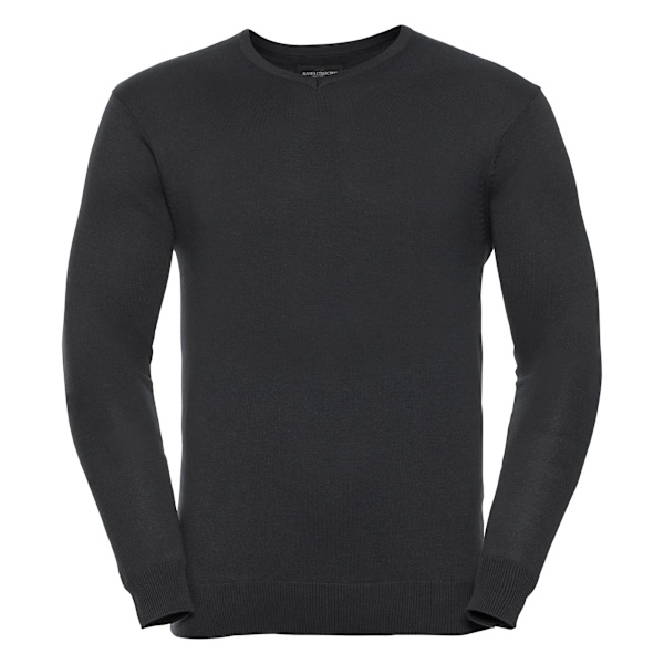 Russell Collection Herr V-halsad Stickad Pullover Sweatshirt XS B Black XS