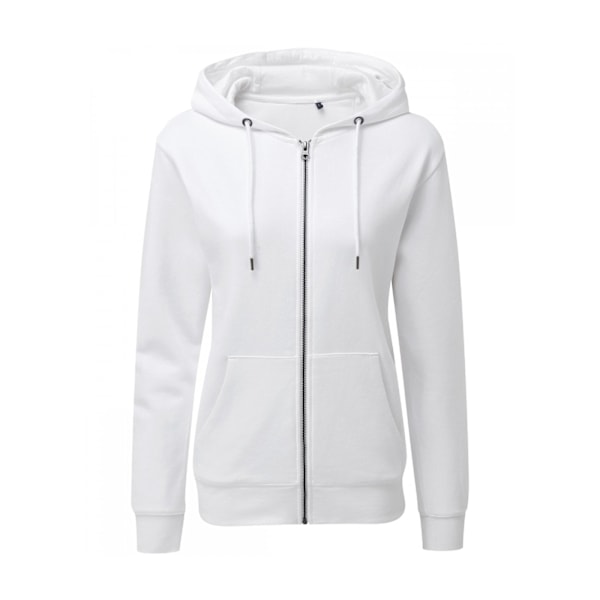 Asquith & Fox Dam/Kvinnor Dragkedja-Genom Organisk Hoodie 14 UK Vit White 14 UK