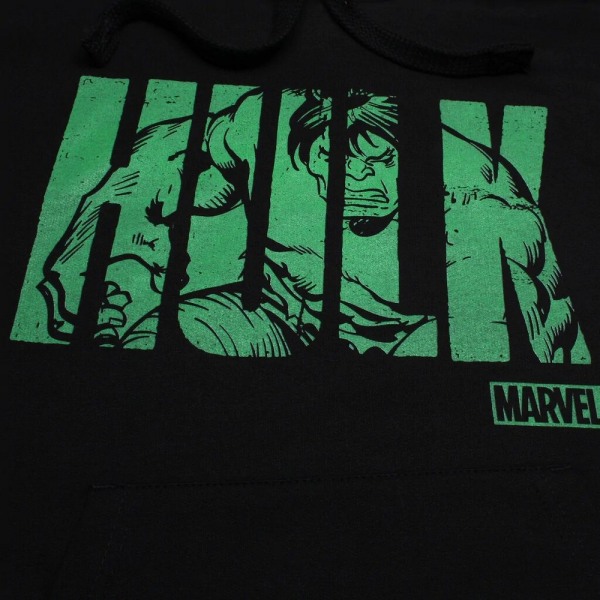 Marvel Mens Hulk Text Cotton Hoodie S Black Black S