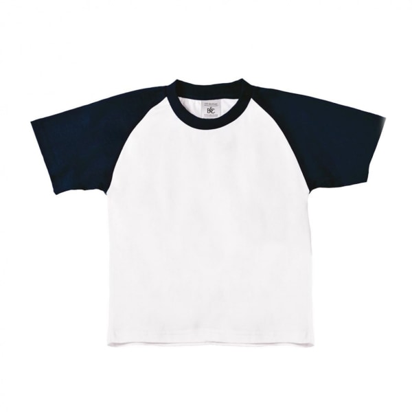 B&C kortärmad baseboll-t-shirt för barn/barn 9-11 år Wh White/Navy 9-11 Years