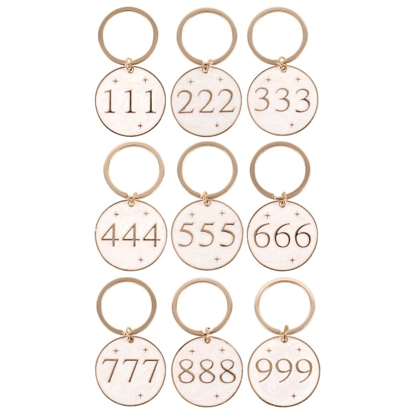 Something Different Angel Number Nyckelring (Paket med 9) En Storlek C Cream/Gold One Size