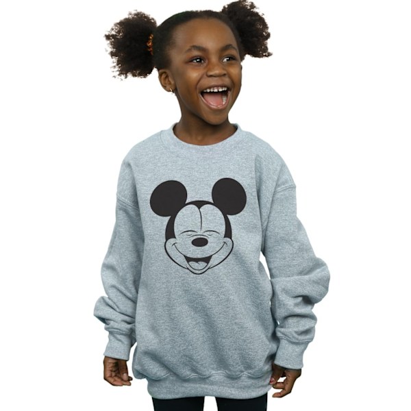 Disney Girls Mickey Mouse Sweatshirt med slutna ögon 9-11 år Spo Sports Grey 9-11 Years