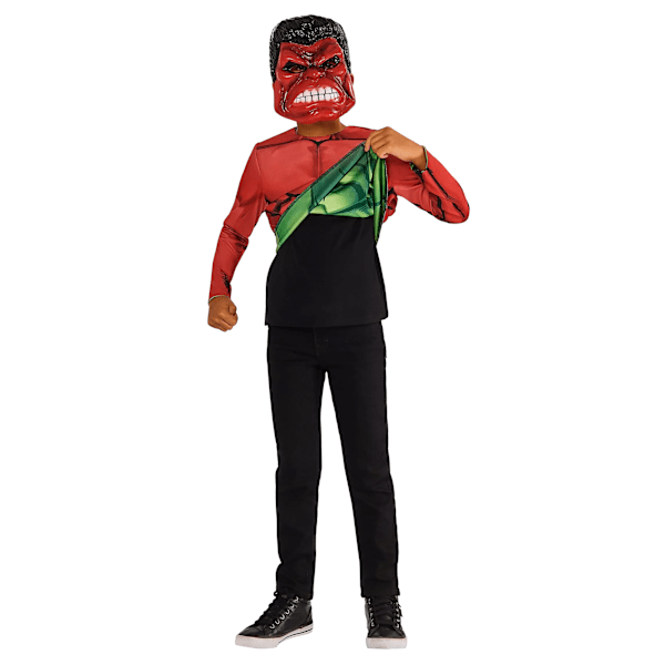 Hulk Barn/Barn Reversibel Kostymtopp 7-8 År Grön/Röd Green/Red 7-8 Years