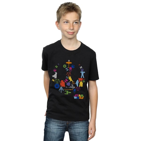 Star Wars Boys Silhouette Collage T-Shirt 7-8 år Svart Black 7-8 Years