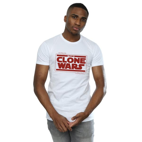 Star Wars Herr Clone Wars Logotyp T-Shirt 5XL Vit White 5XL