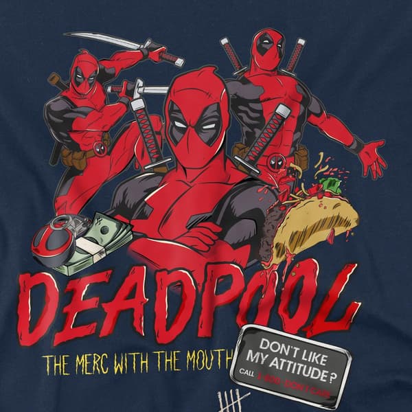 Deadpool Attityd T-shirt för män 5XL Marinblå Navy 5XL