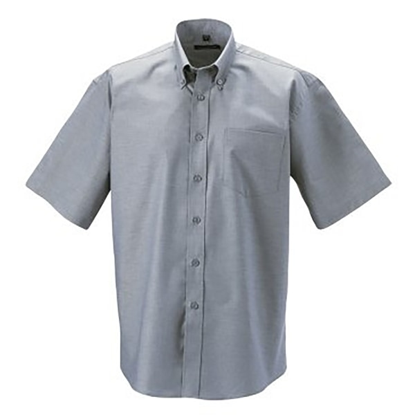 Russell Collection Herr Kortärmad Lättskött Oxford Skjorta 17i Silver Grey 17inch