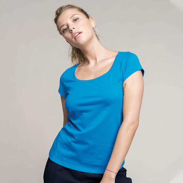 Kariban Dam/Kvinnor Båthalsad Kortärmad T-shirt S Tropisk Tropical Blue S