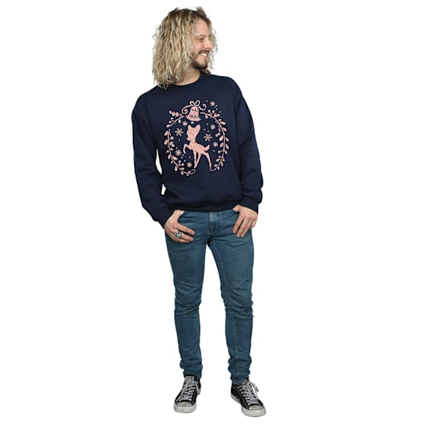 Disney Herr Bambi Julkrans Sweatshirt L Marinblå Navy Blue L