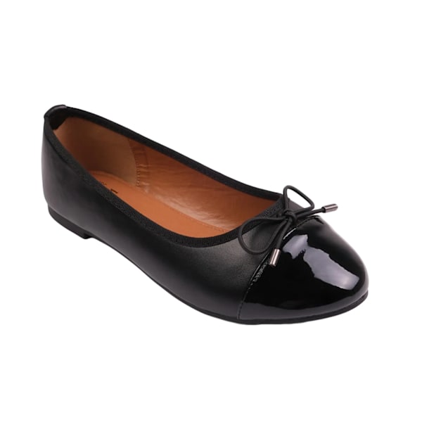 Where's That From Dam/Damer Janice Bow Extra Wide Ballerina Black 6 UK Extra Wide