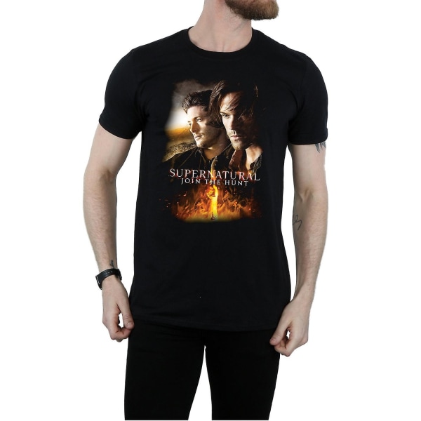 Supernatural Mens Join The Hunt Poster T-shirt bomull 3XL svart Black 3XL