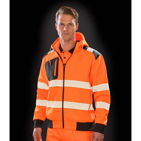 Result Äkta Återvunnen Unisex Vuxen Robust Säkerhet Full Zip Hoo Fluorescent Orange 4XL