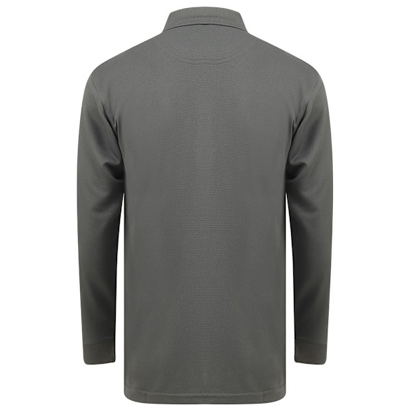 Henbury Coolplus Fukttransporterande Långärmad Pikétröja för Män 4 Charcoal 4XL