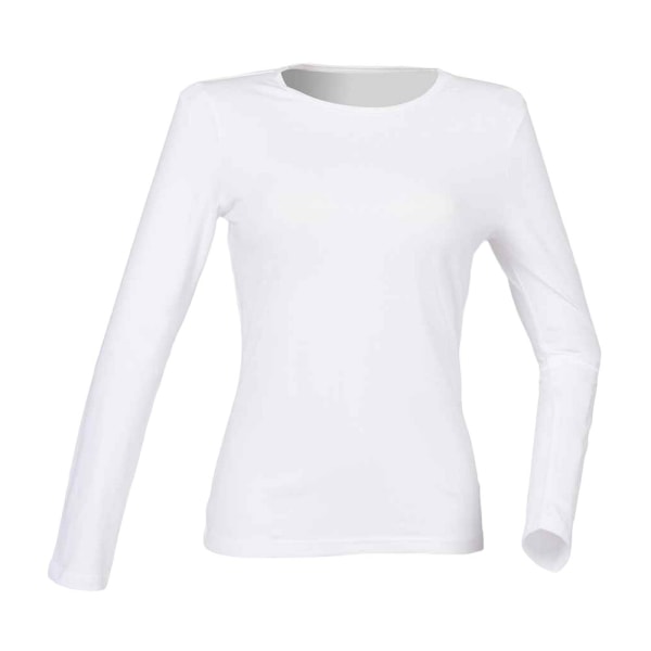 SF Damer/Damer mår bra Enkel långärmad T-shirt med stretchig tröja 8 White 8 UK