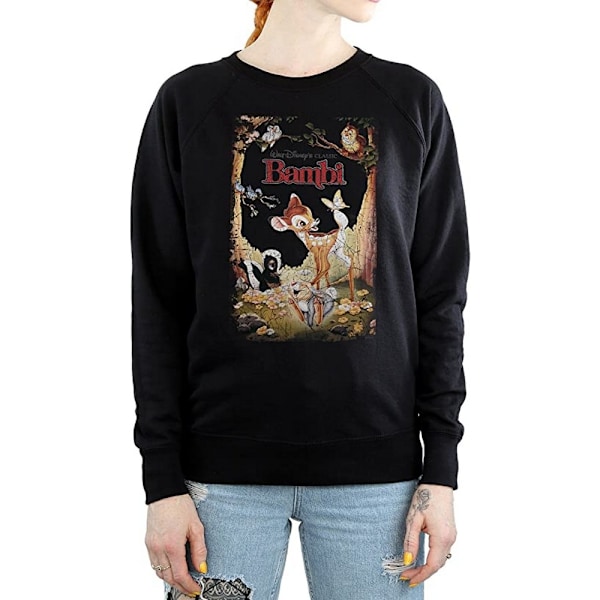 Bambi Dam/Kvinnor Retro Poster Sweatshirt XXL Svart Black XXL