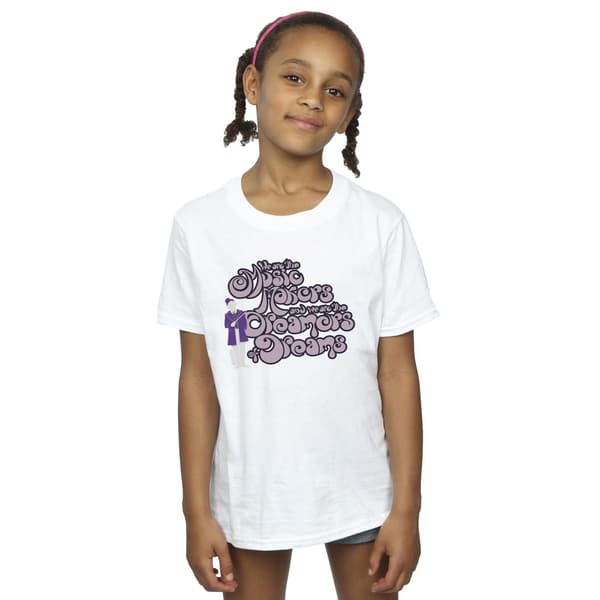 Willy Wonka Flickor Dreamers Text Bomulls T-shirt 3-4 År Vit White 3-4 Years