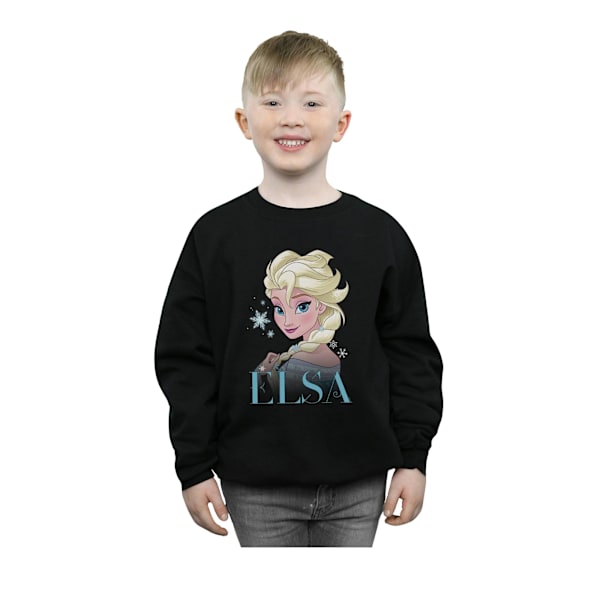 Disney Pojkar Frozen Elsa Snöflinga Porträtt Sweatshirt 7-8 År Black 7-8 Years