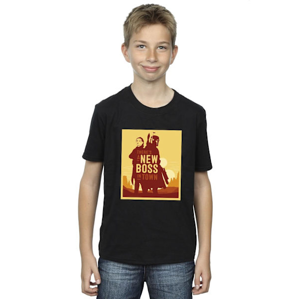 Star Wars Boys The Book Of Boba Fett New Boss Sun Silhouette T-shirt Black 7-8 Years