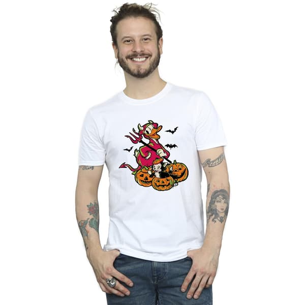 Disney Herr Donald Duck Devil Bomulls T-shirt S Vit White S
