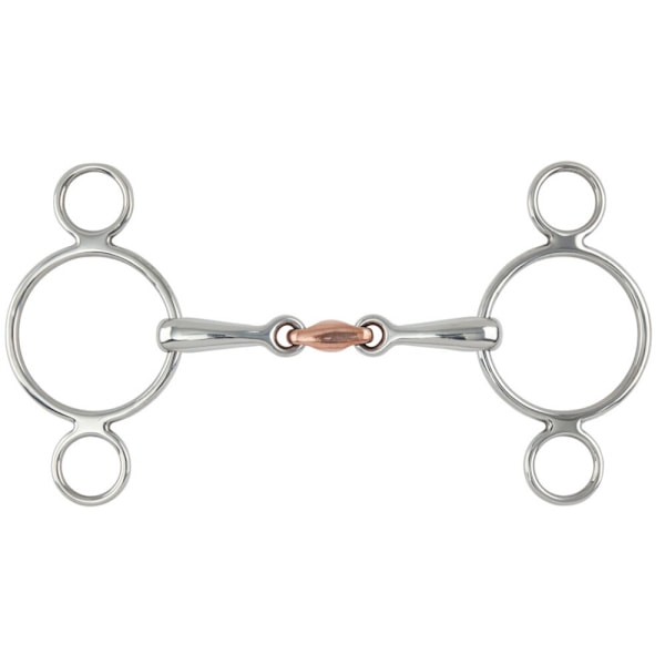 Shires Koppar Lozenge Häst 2 Ring Gag Bit 5in Metallic Silver Metallic Silver 5in