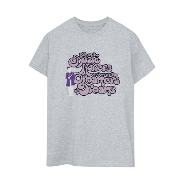 Willy Wonka Damdrömmare Text Bomull Boyfriend T-shirt för kvinnor Sports Grey M