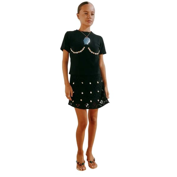Never Fully Dressed Dam/Dam Embellished Virkad Minikjol Black 8 UK
