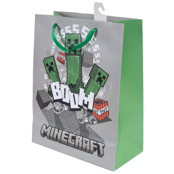 Minecraft Creeper Presentpåse M Grå/Grön Grey/Green M
