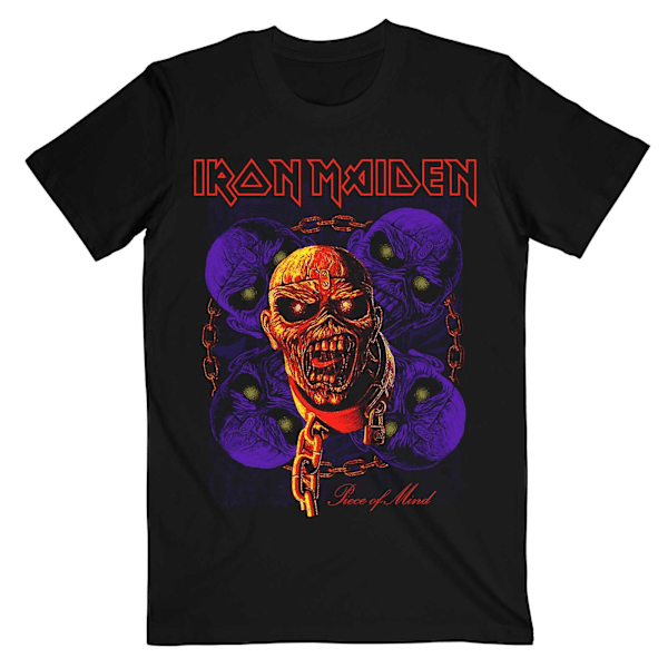 Iron Maiden Unisex Adult Piece Of Mind Multi Head Eddie Bomull Black XL