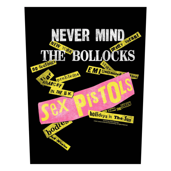 Sex Pistols Never Mind The Bollocks Track List Patch One Size B Black/Yellow/White/Pink One Size