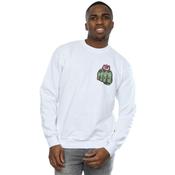 Marvel Herr Hulk Tattoo Fist Bröst Tryck Sweatshirt M Vit White M