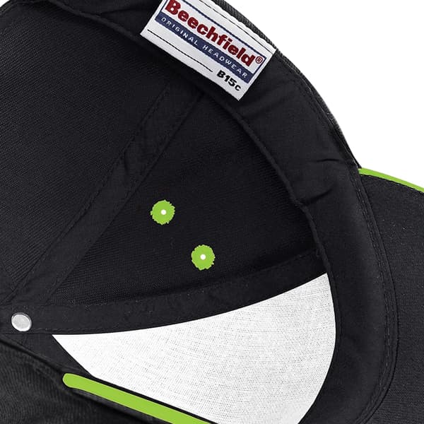 Beechfield 5 Panel Sandwich Peak Baseball Cap One Size Svart/Lime Black/Lime Green One Size