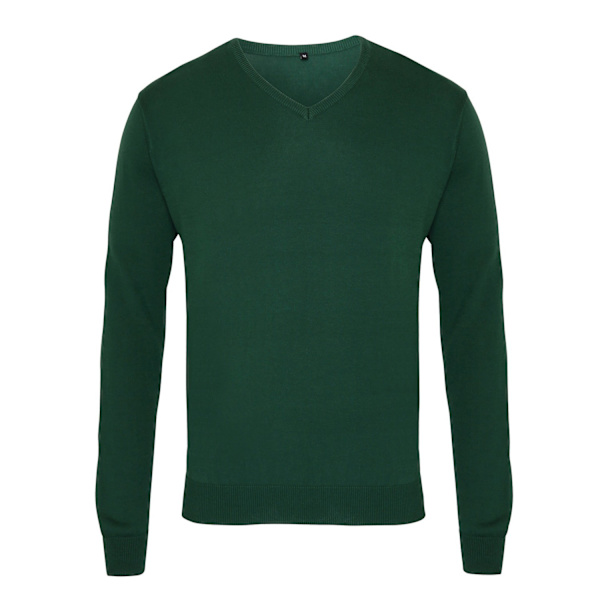 Premier Herrar Stickad Bomulls-Akryl V-Hals Tröja 4XL Grönflaska Bottle Green 4XL