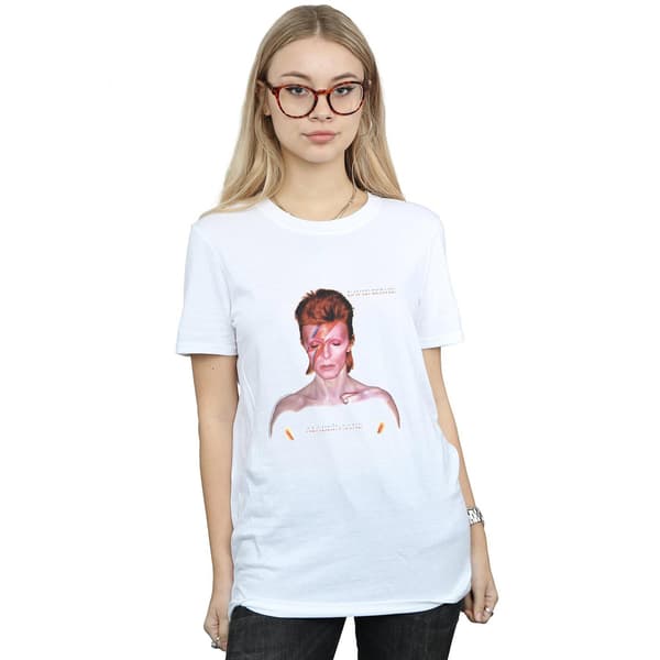 David Bowie Dam/Dam Aladdin Sane Version Bomull Boyfriend White L